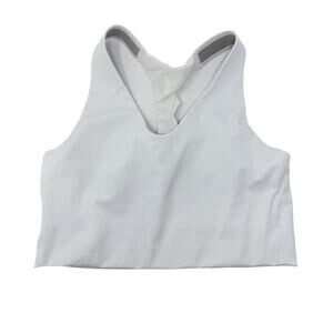 Spanx Small S White Longline Medium Impact Sports Bra Racerback Scoop Neck